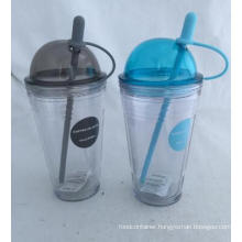 18oz Plastic Tumbler with Straw Double Wall